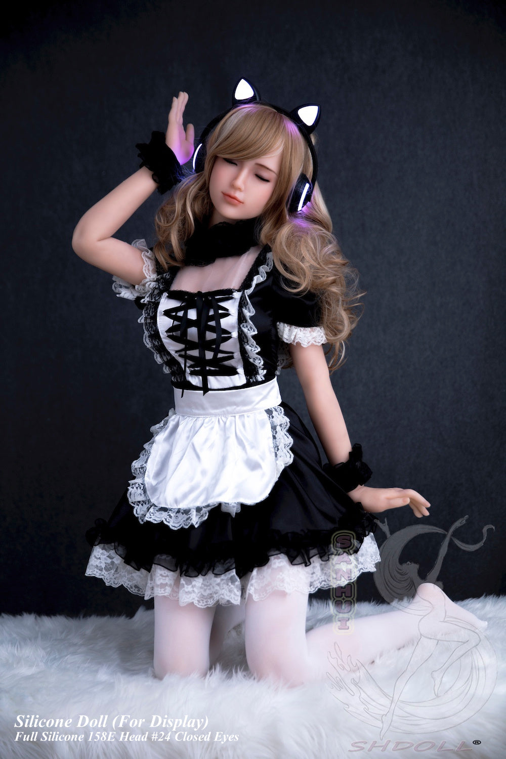 Sanhui Doll Full Silicone Doll Life-like Fashion Display Mannequins For Display [ 158E Head #24 Closed Eyes ]